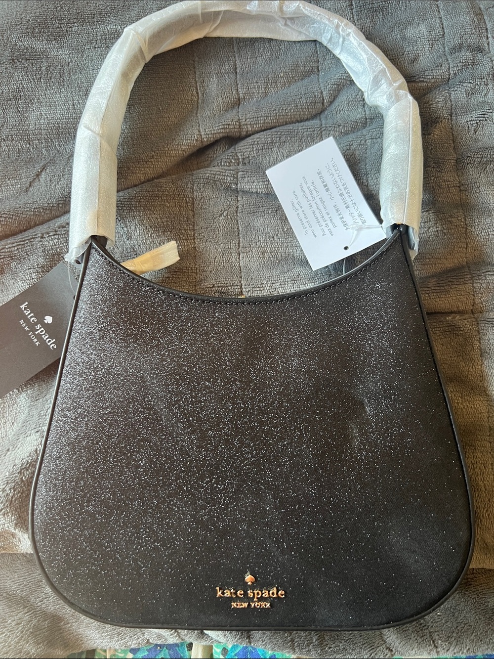 kate spade Black Glitter Crescent Shoulder Bag